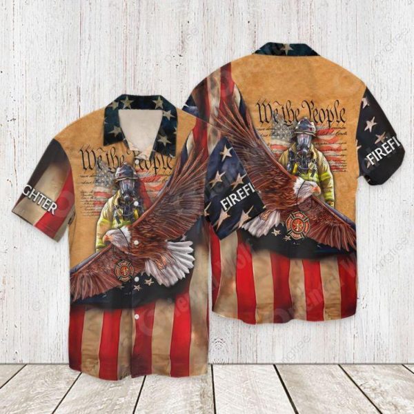 4th Of July Independence Day Memorial Day Firefighter Hawaiian Shirt | For Men & Women | HL2832