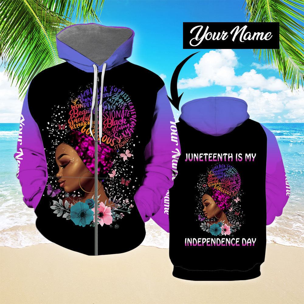 4th Of July Juneteenth Is My Independence Day Custom Name Hoodies Sweater Printed For Men & Women | CN4426