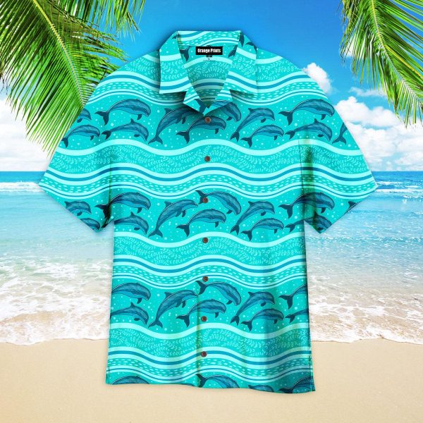 A Flock Of Dolphins In The Sea Pattern Hawaiian Shirt | For Men & Women | WT6794
