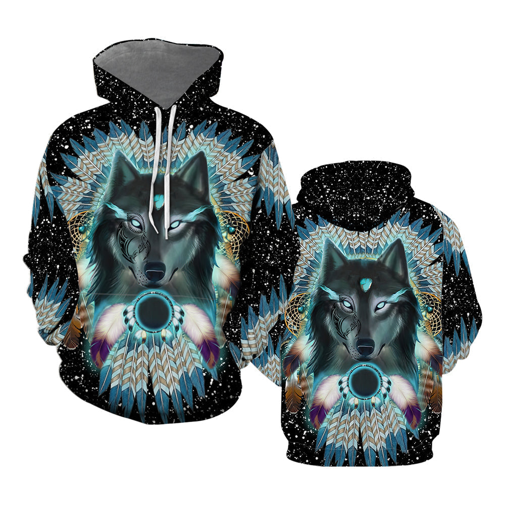 Aborigine Style Black Wolf In Galaxy All Over Print | For Men & Women | HT8198