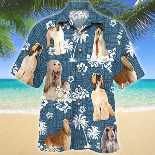 Afghan Hound Dog Blue Tribal Pattern Hawaiian Shirt | For Men & Women | HL2563