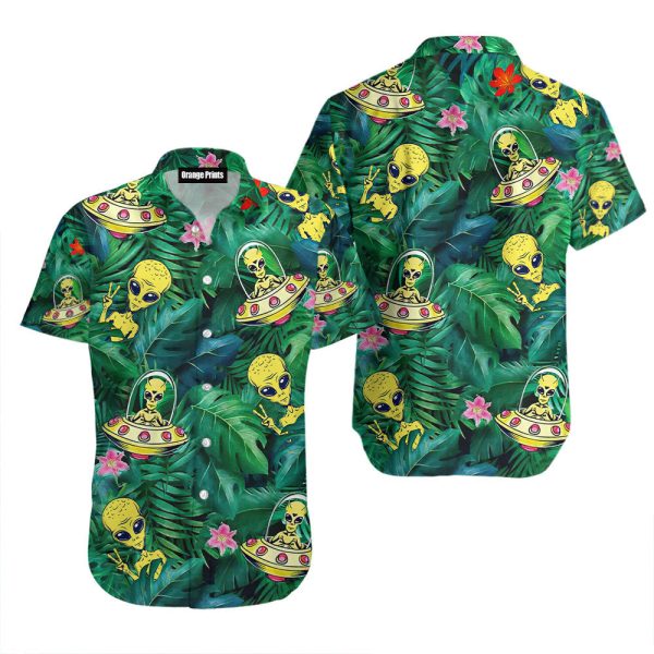 Alien Ufo Hippie Peace Life Hawaiian Shirt | For Men & Women | HW4538