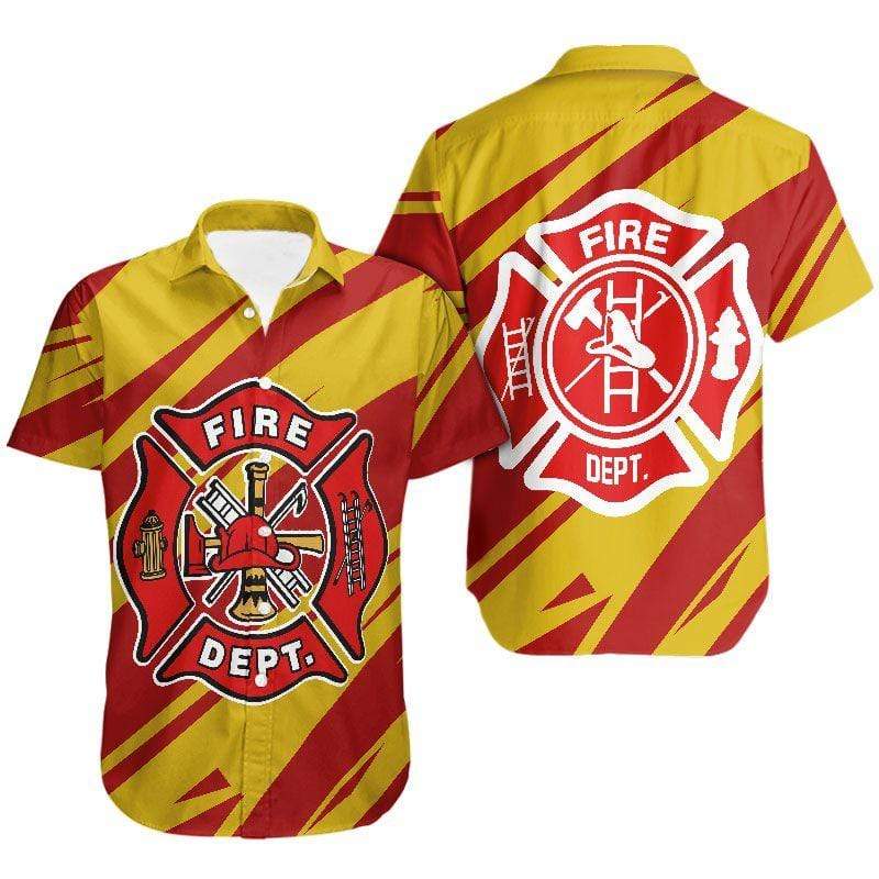 Aloha Firefighter Red And Yellow Hawaiian Shirt | For Men & Women | HL2709