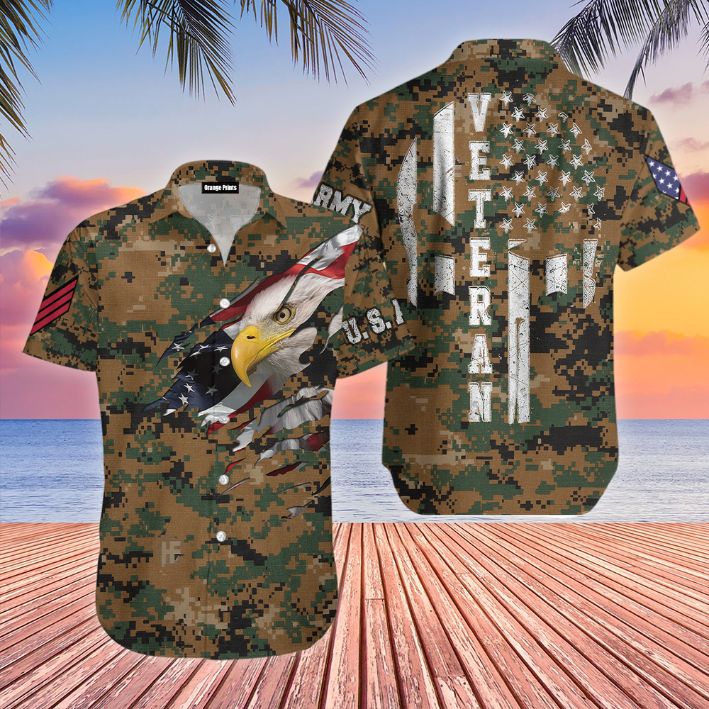 Amazing Camo Us Marine Corps Veteran From The Heart Hawaiian Shirt | For Men & Women | HW8396