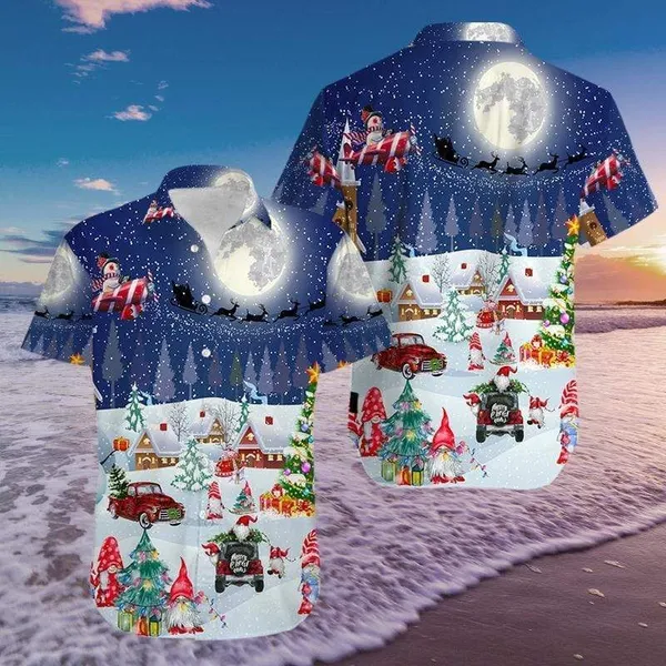 Amazing Christmas Night Sky Gnomes Hawaiian Shirt | For Men & Women | HW9785