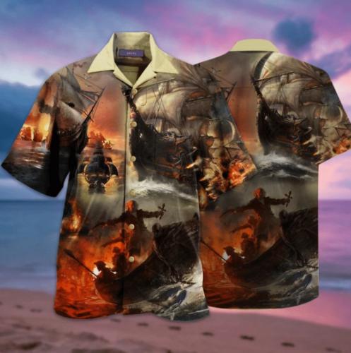 Amazing Fighting Pirate Ships Hawaiian Shirt | For Men & Women | HW4234