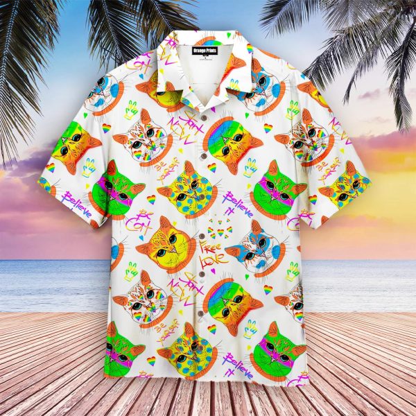 Amazing Hippie Cat LGBTQ Be Yourself Hawaiian Shirt | For Men & Women | WT6423