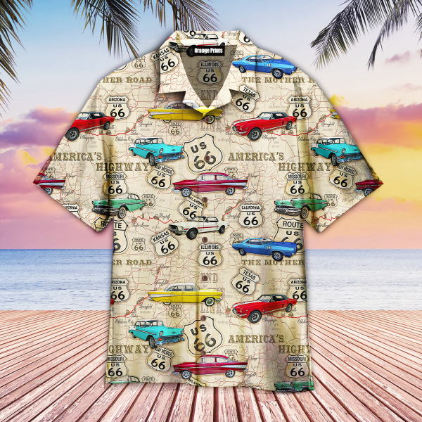 Amazing Vintage Retro Muscle Car On Route 66 Hawaiian Shirt | For Men & Women | HW5796