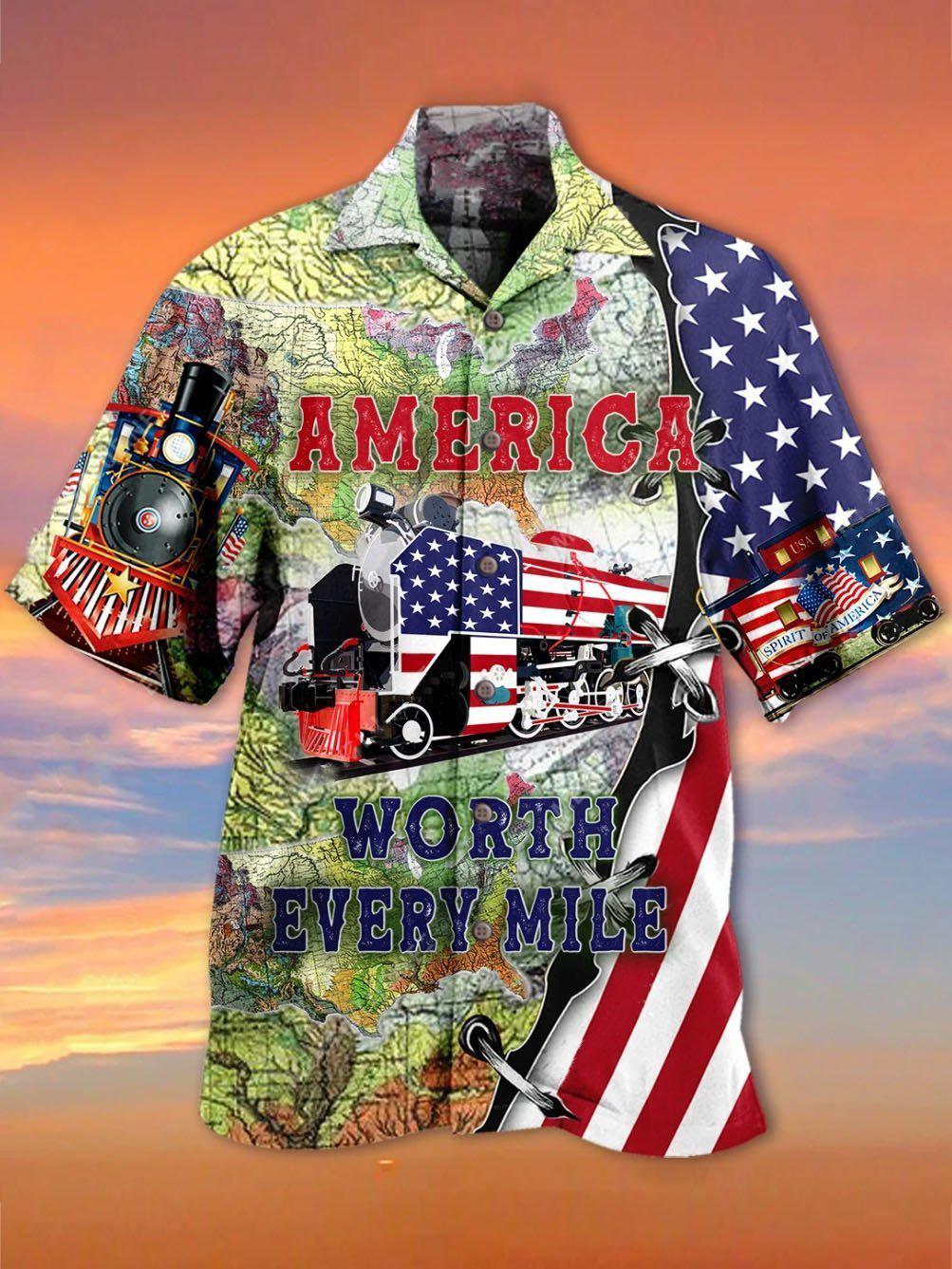 America Worth Every Mile Hawaiian Shirt | For Men & Women | HW4087