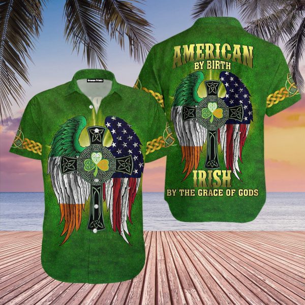 American By Birth Irish St Patrick Day Hawaiian Shirt | For Men & Women | WT5408
