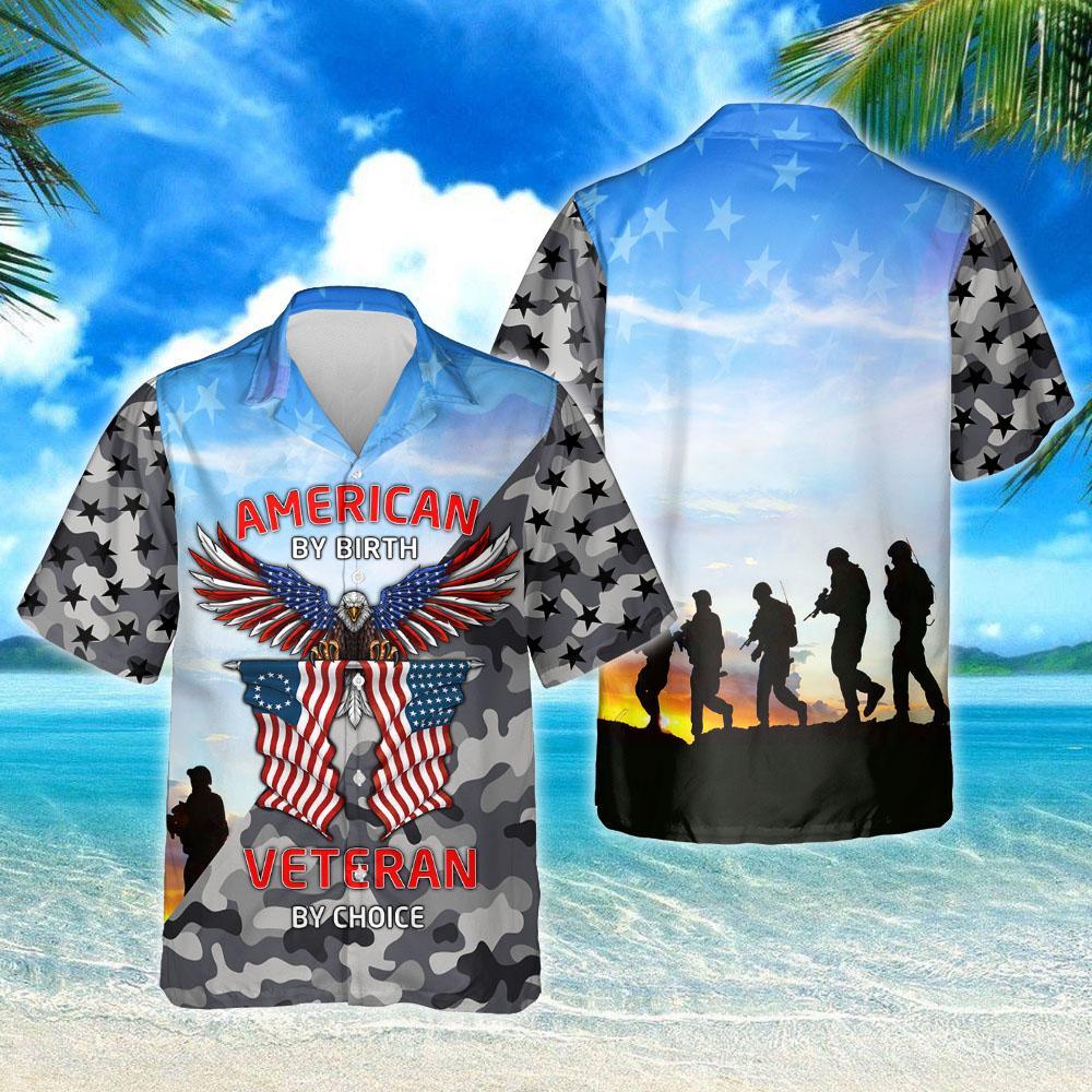 American By Birth Veteran By Choice Hawaiian Shirt | For Men & Women | HW8412