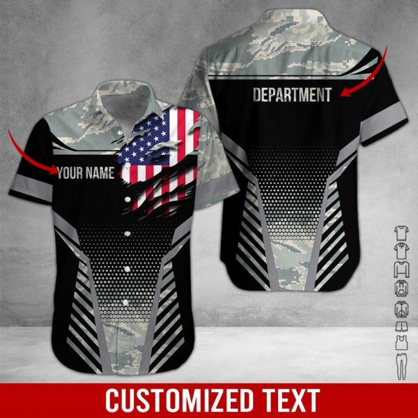 American Flag Custom Name And Department Hawaiian Shirt | For Men & Women | HN2745