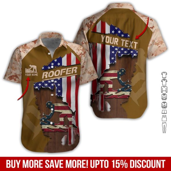 American Flag Proud Roofer Custom Hawaiian Shirt | For Men & Women | HN3403