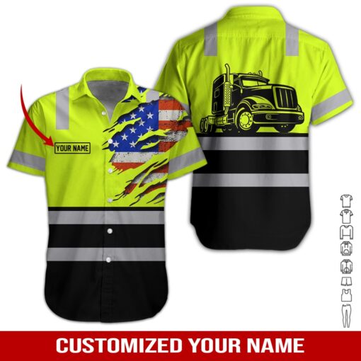 American Heavy Equipment Workwear Custom Name & Department Hawaiian Shirt | For Men & Women | HN3068