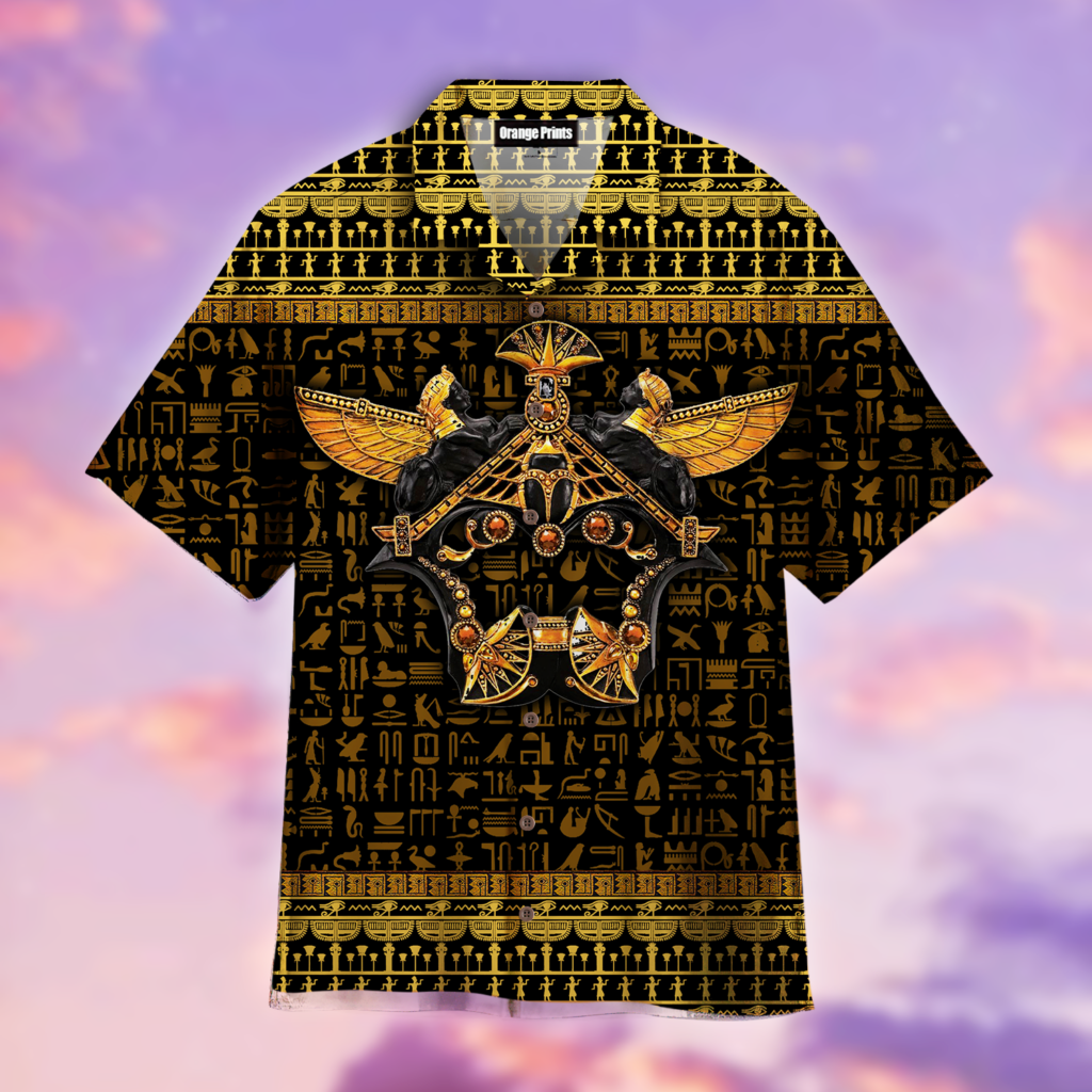 Ancient Egypt Scarab Beetle Golden Hawaiian Shirt | For Men & Women | WT5418