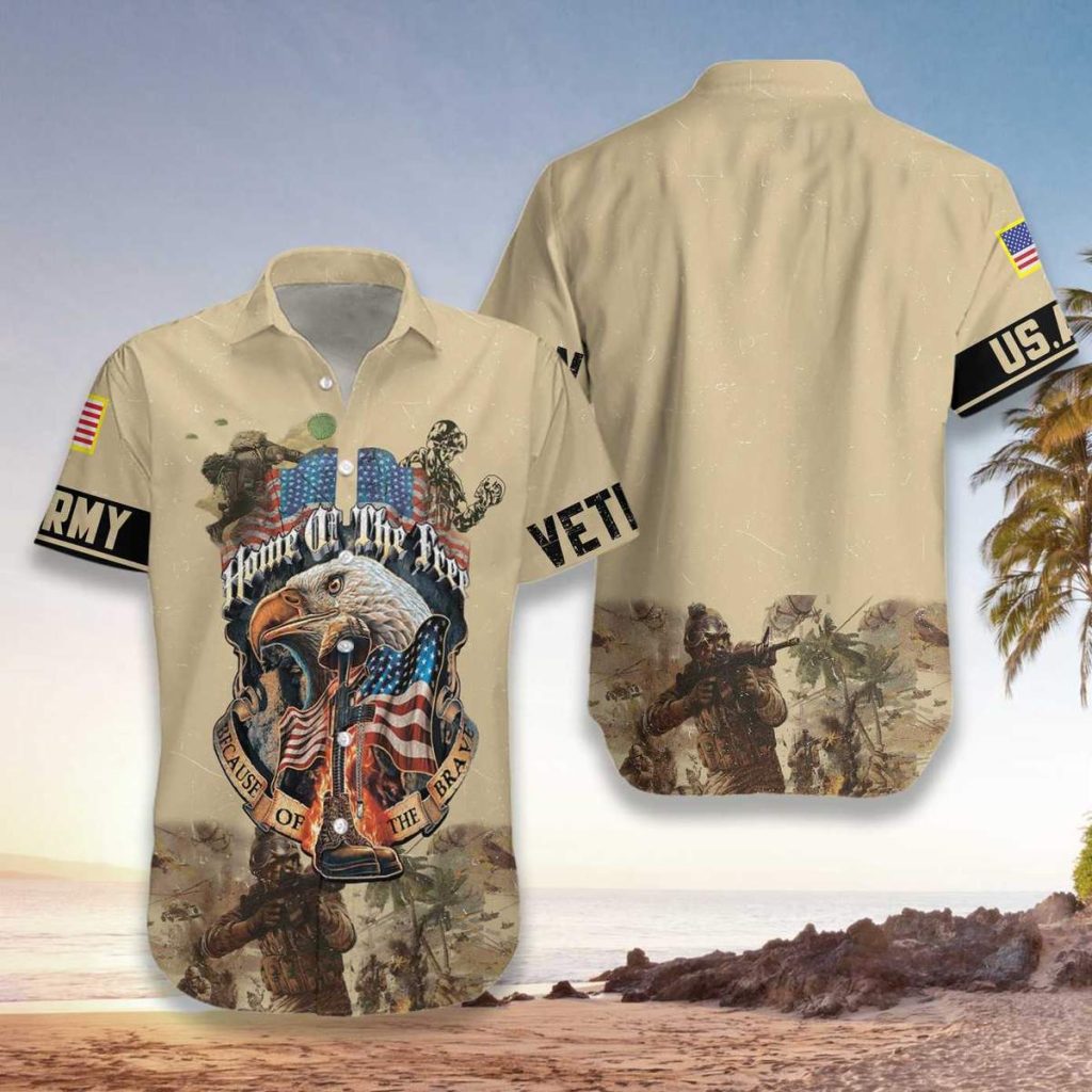 Army Veteran Home Of The Free Hawaiian Shirt | For Men & Women | HW8400