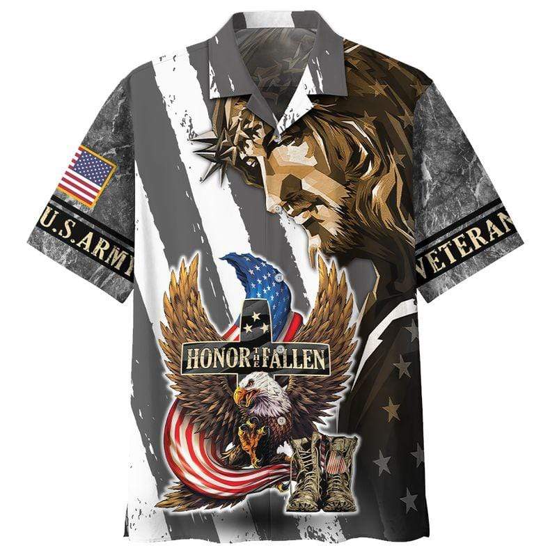 Army Veteran Jesus Honor The Fallen Hawaiian Shirt | For Men & Women | HW8484