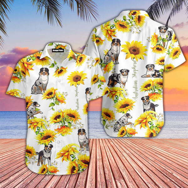 Australian Shepherd Sunflower Hawaiian Shirt | For Men & Women | HW2138