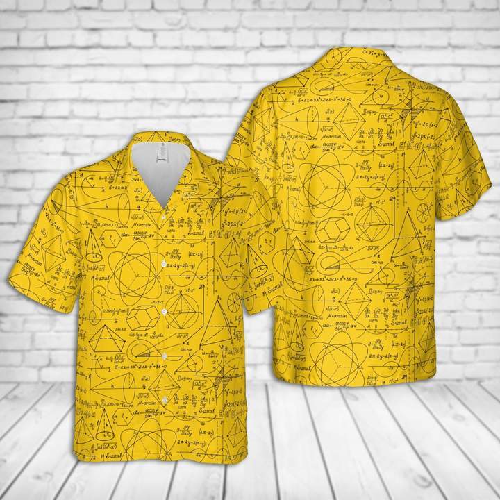 Back To School Math Education Pattern Yellow Hawaiian Shirt | For Men & Women | HW8241