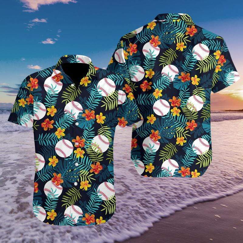 Baseball Simple Hibiscus Hawaiian Shirt | For Men & Women | HL2903