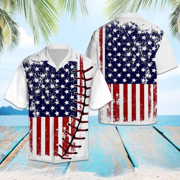 Baseball USA Flag Hawaiian Shirt | For Men & Women | HW5352