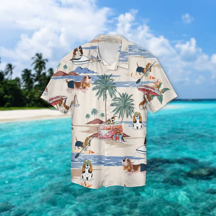 Basset Hound Summer Beach Hawaiian Shirt | For Men & Women | HL2230