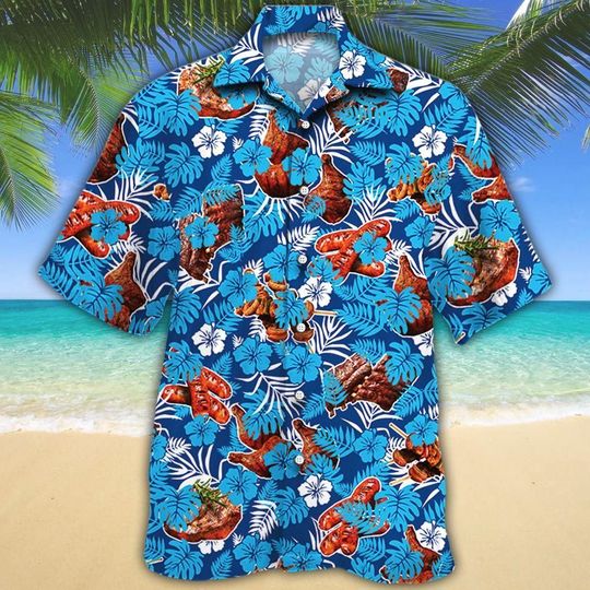 Bbq Lovers Blue Floral Aloha Hawaiian Shirt | For Men & Women | HL2407