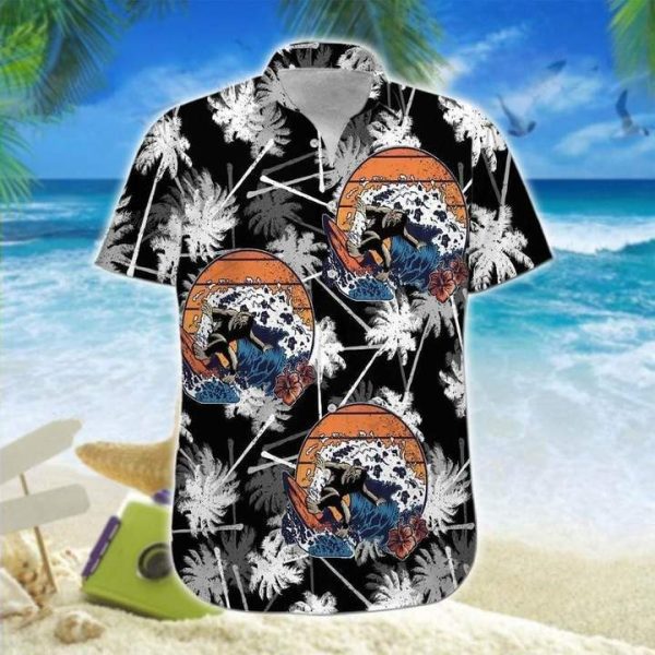 Bigfoot Surfing Black Hawaiian Shirt | For Men & Women | HW6213