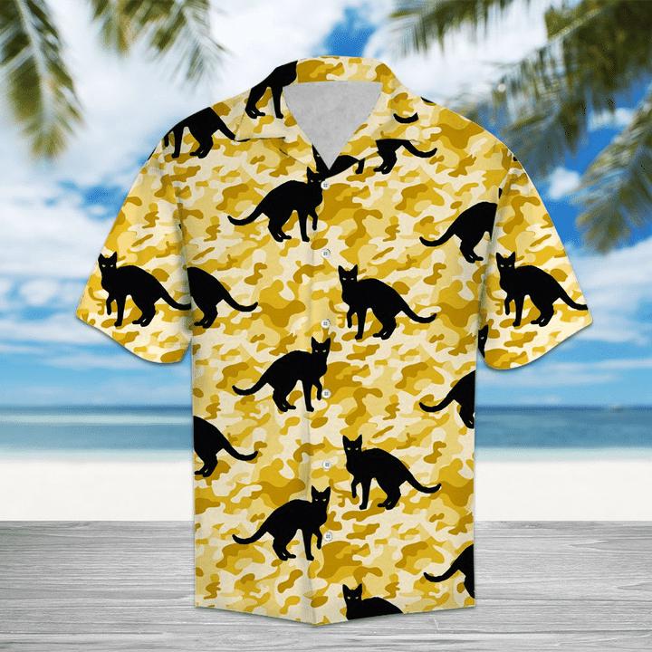 Black Cat Camo Hawaiian Shirt | For Men & Women | HL3162