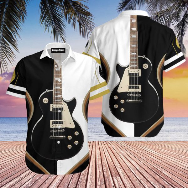 Black Electric Guitar Hawaiian Shirt | For Men & Women | HW3003