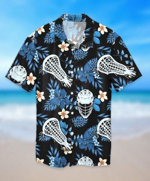 Blue Black Lacrosse Tropical Hawaiian Shirt | For Men & Women | HW7934