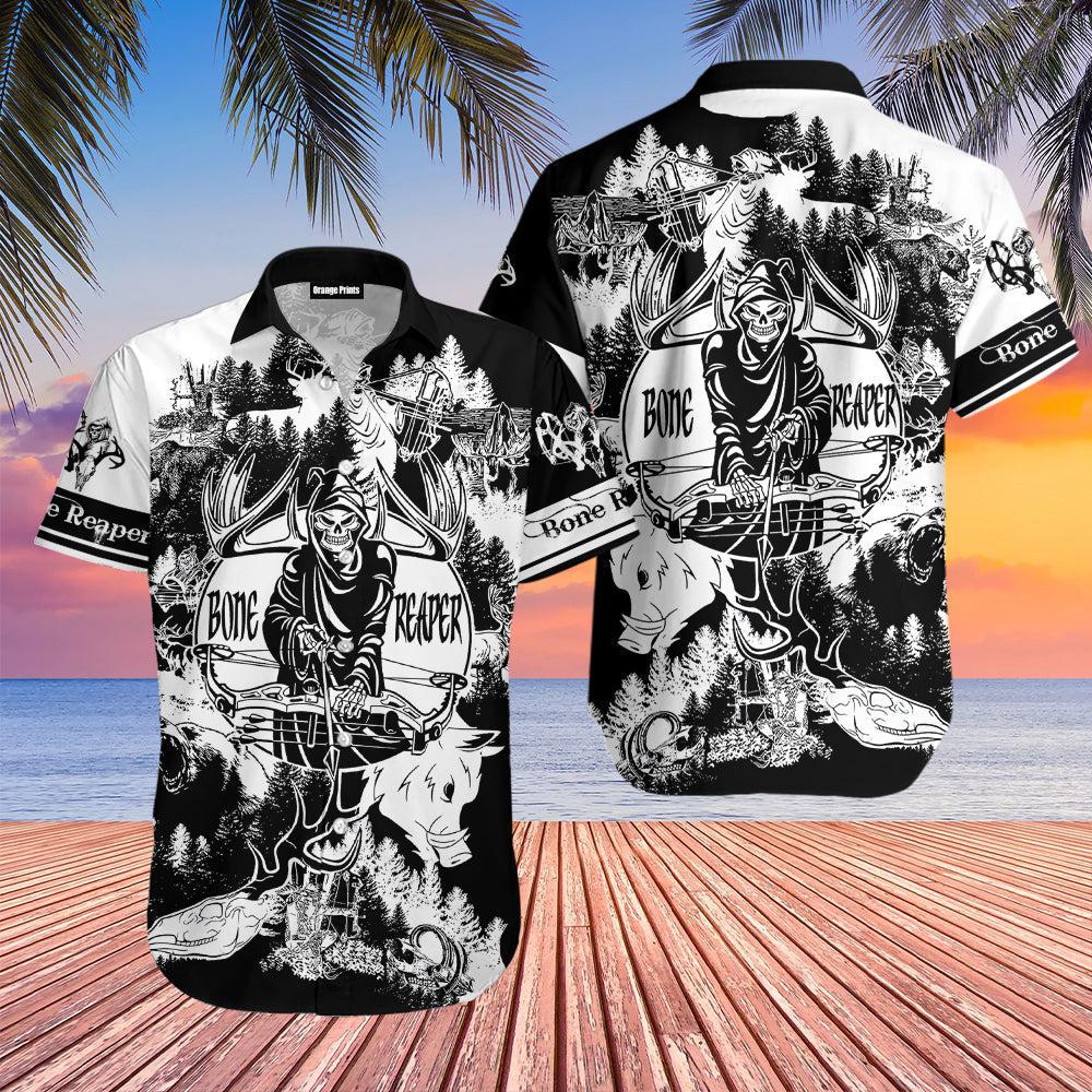 Bone Reaper Black and White Hawaiian Shirt | For Men & Women | WT6071