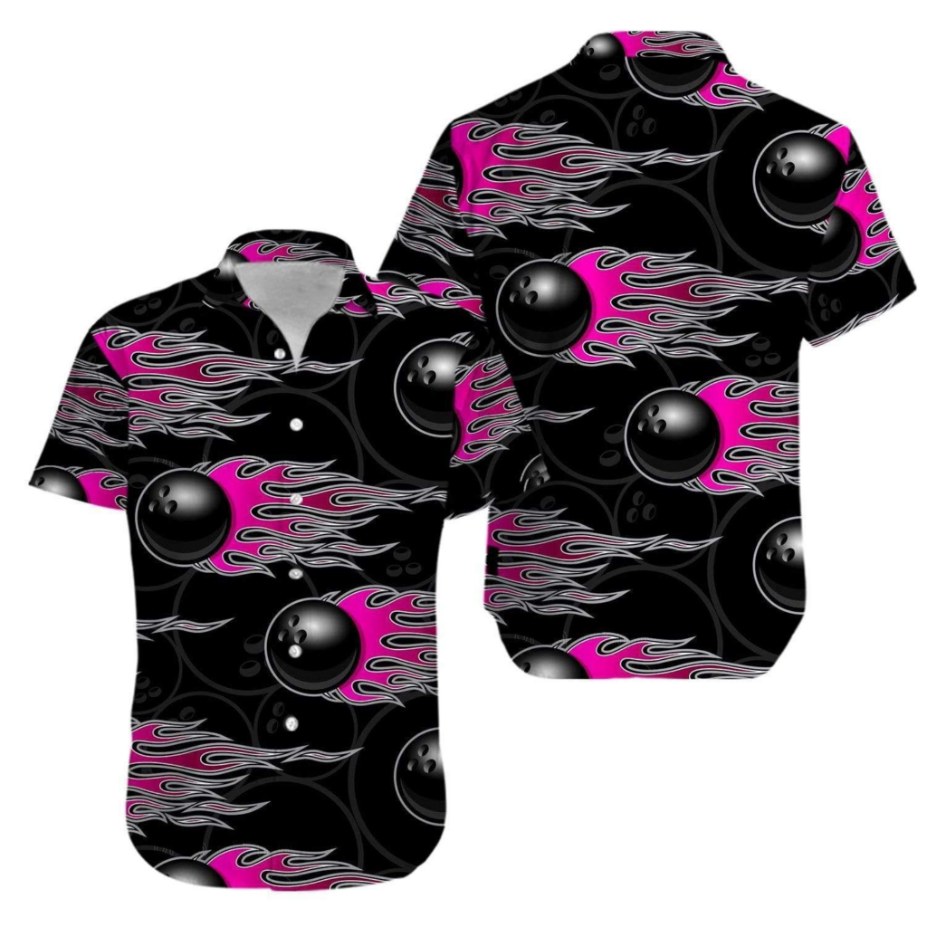 Bowling Fire Black Pink Hawaiian Shirt | For Men & Women | HL2085