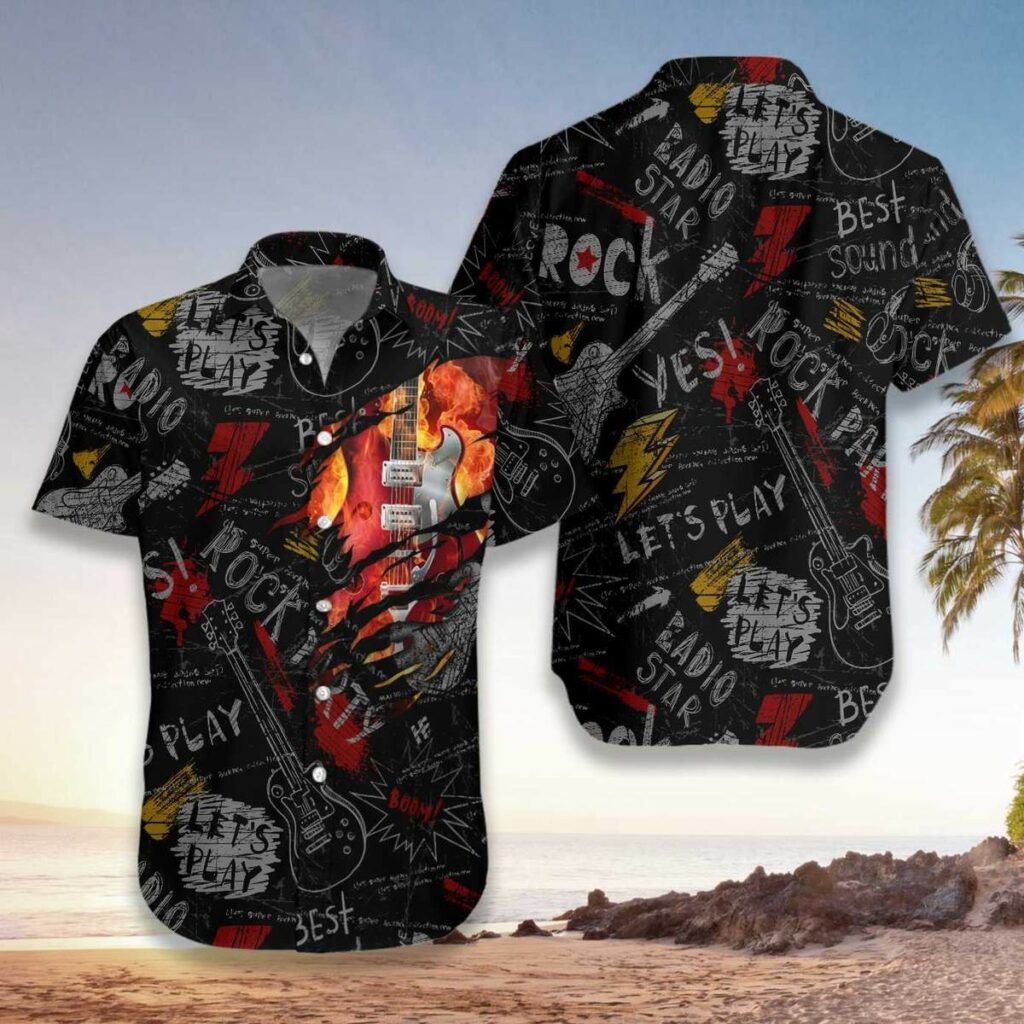 Burned Electric Guitar Hawaiian Shirt | For Men & Women | HW2742