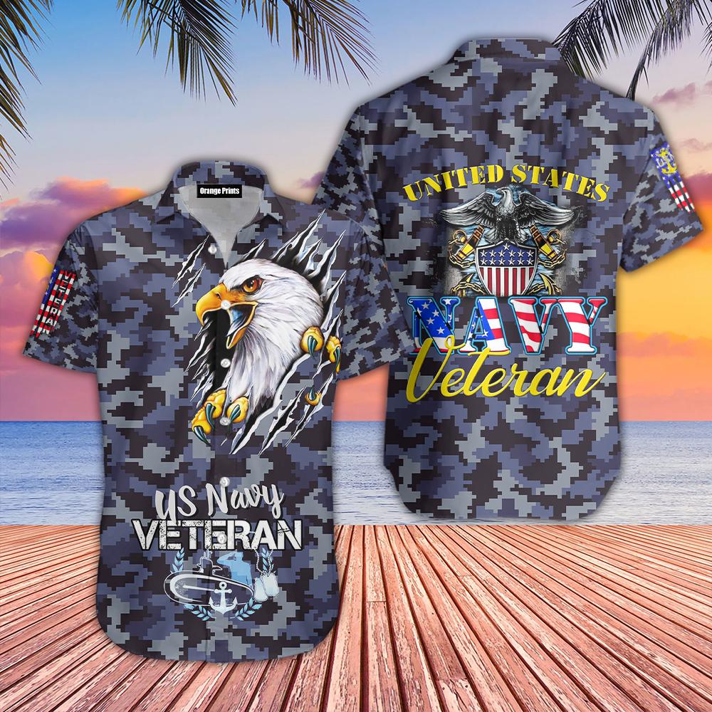 Camo US Navy Veteran Hawaiian Shirt | For Men & Women | WT1977