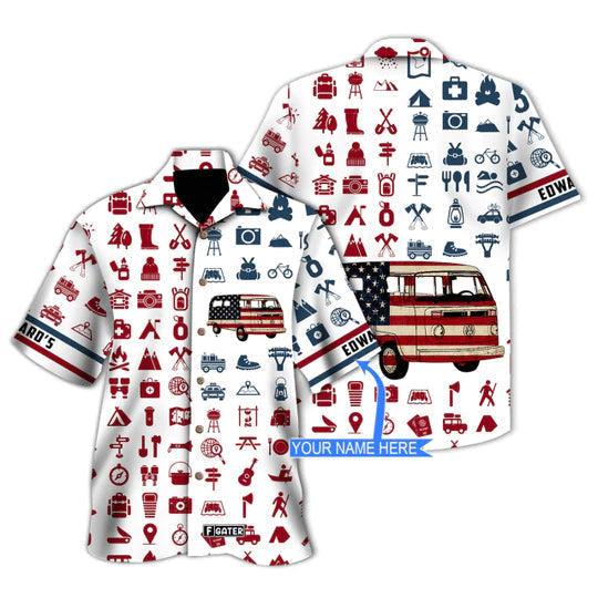 Camping Vans American Flag Custom Hawaiian Shirt | For Men & Women | HN3558