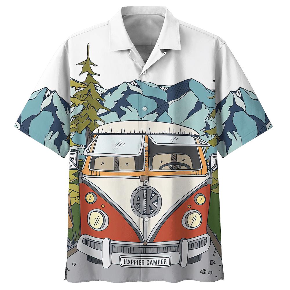 Camping White Hawaiian Shirt | For Men & Women | HL3136