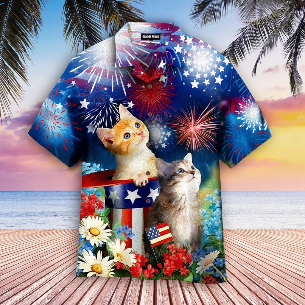 Cat Happy 4Th Of July Hawaiian Shirt | For Men & Women | WT2094