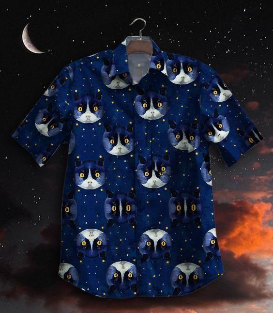 Cat Night Sky Hawaiian Shirt | For Men & Women | HW8027
