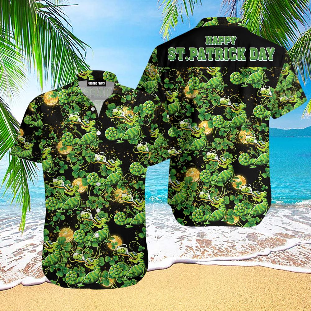 Chameleon Drink Beer St Patricks Day Hawaiian Shirt | For Men & Women | WT1624