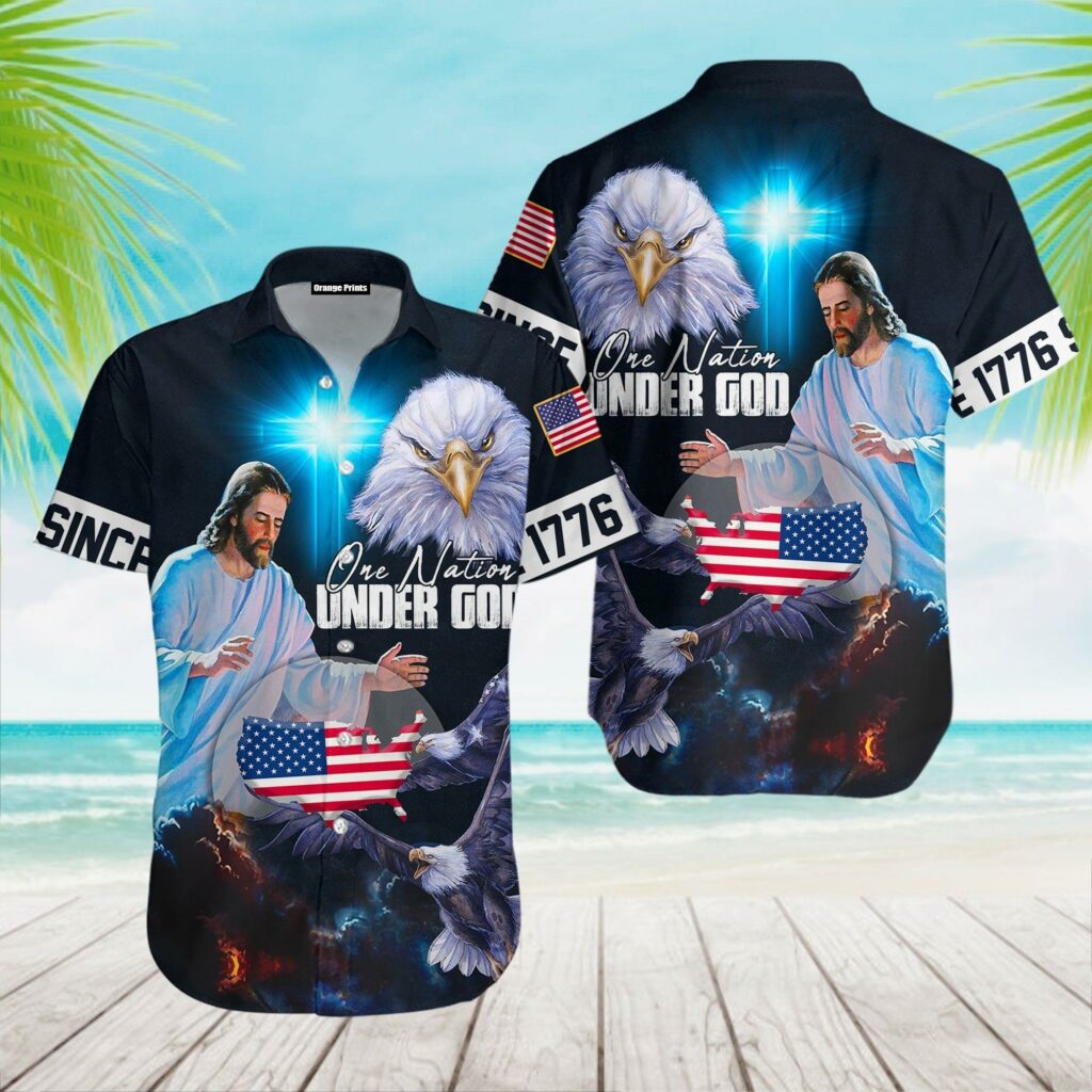 Christian Jesus One Nation Under God Since 1776 Hawaiian Shirt | For Men & Women | HW4031