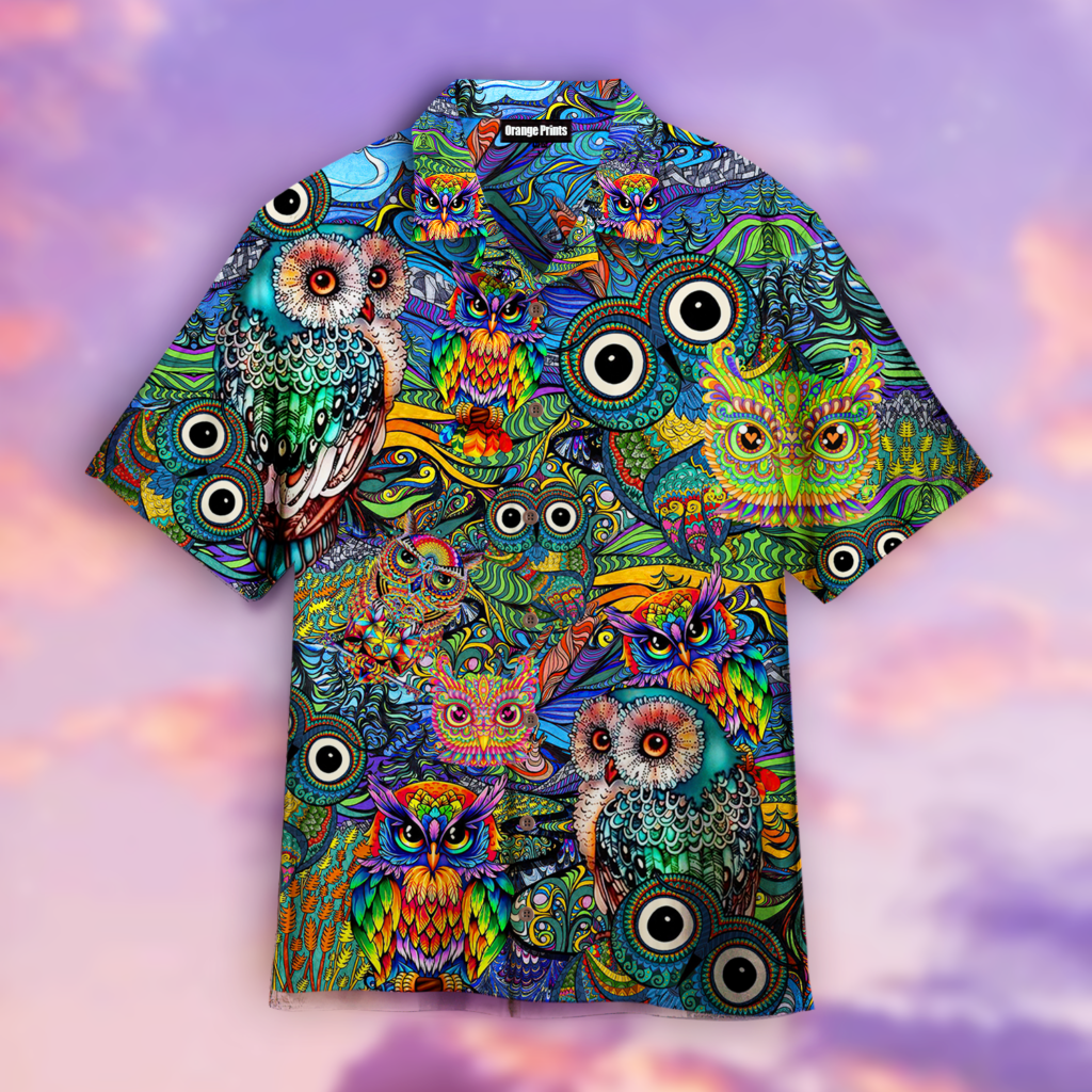 Colorful Art Cute Owls Hawaiian Shirt | For Men & Women | HL1732