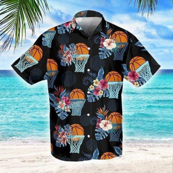 Colorful Basketball Flowers Tropical Hawaiian Shirt | For Men & Women | HL1375