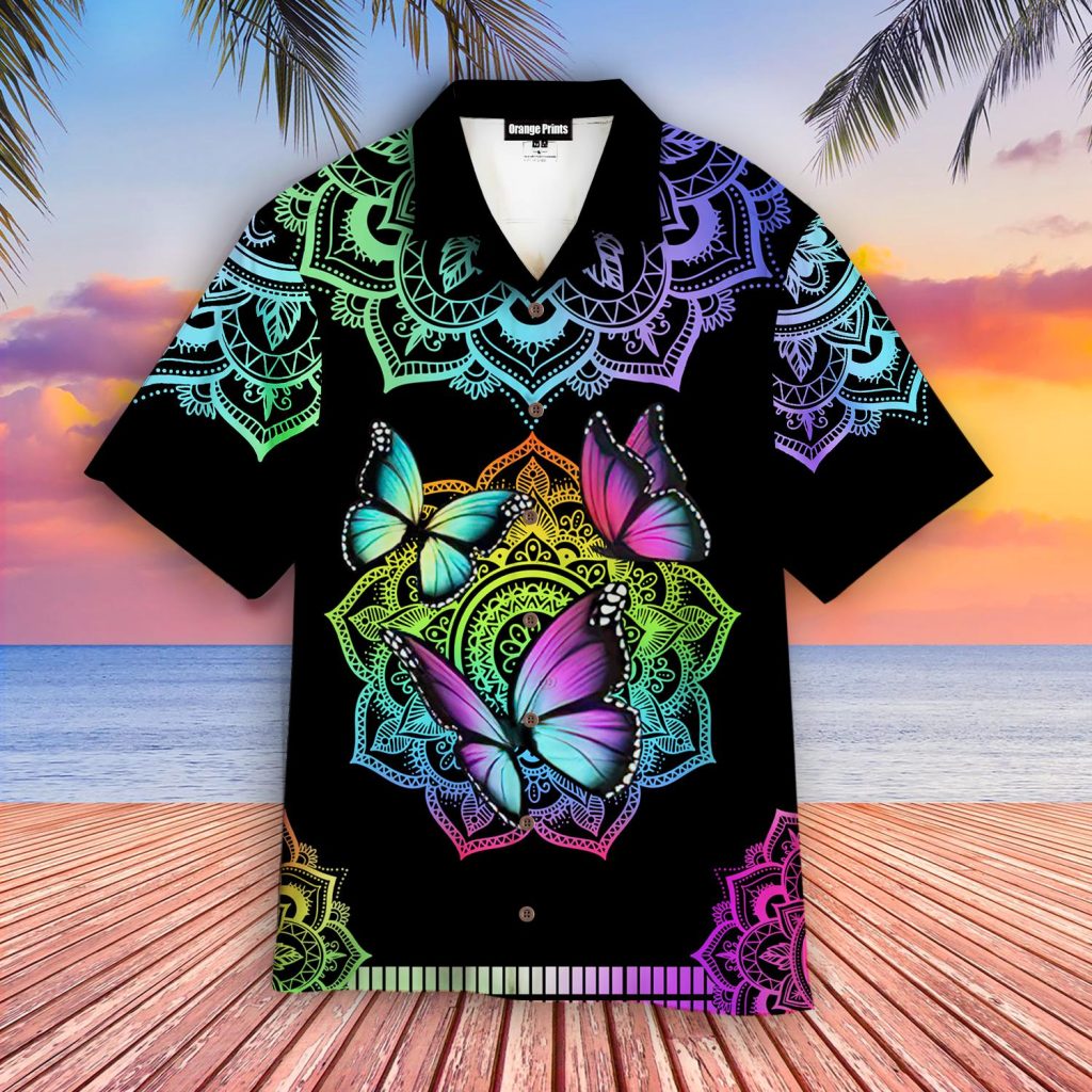 Colorful Butterfly Mandala Hawaiian Shirt | For Men & Women | WT6035