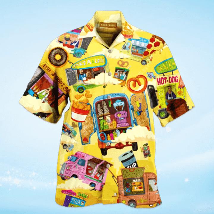 Colorful Food Trucks Yellow Hawaiian Shirt | For Men & Women | HW3637