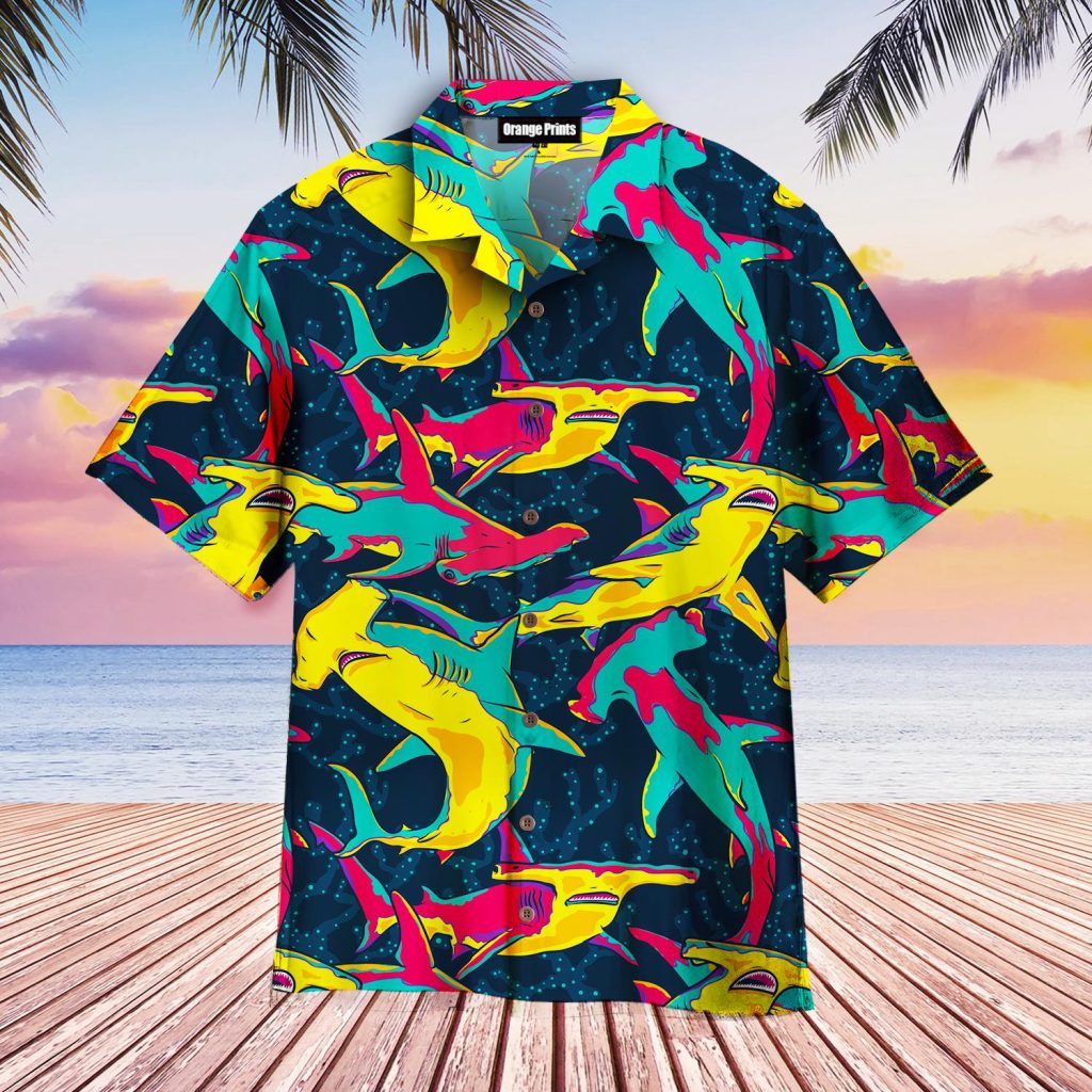 Colorful Hammerhead Shark Hawaiian Shirt | For Men & Women | WT4024
