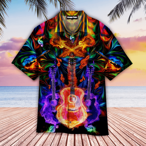 Colorful Neon Guitar Hawaiian Shirt | For Men & Women | WT5751