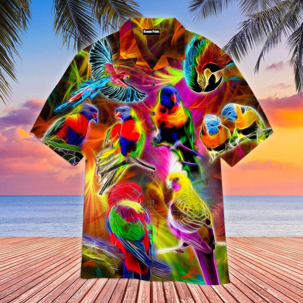 Colorful Parrots Neon Hawaiian Shirt | For Men & Women | WT9530