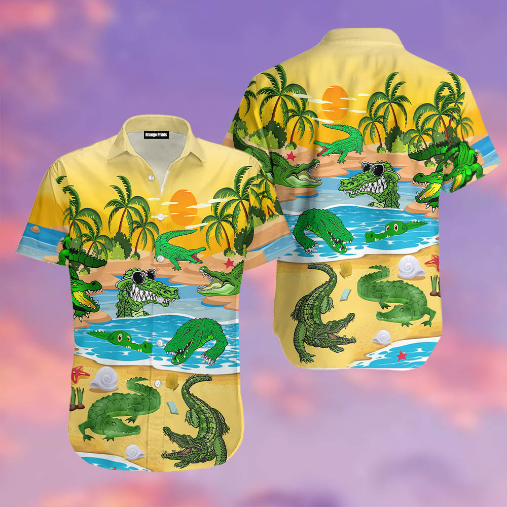 Crocodile Alligator On The Beach Hawaiian Shirt | For Men & Women | HW3829