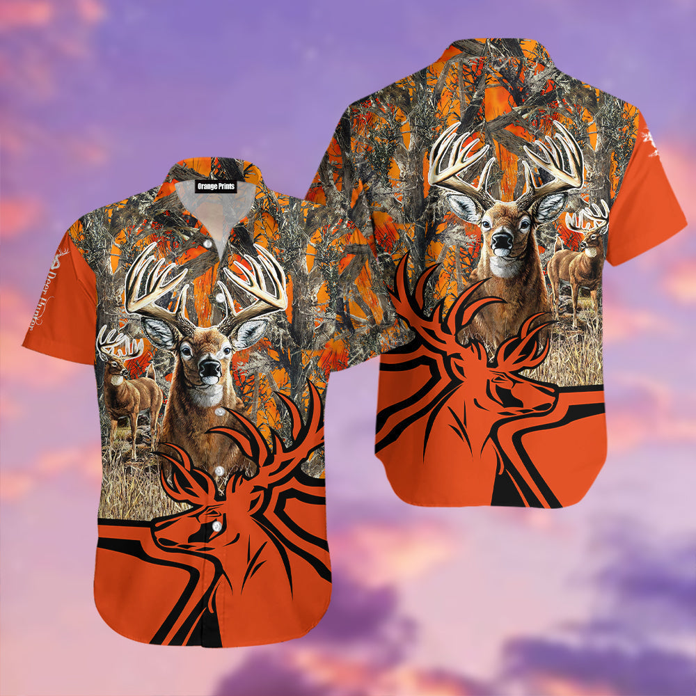 Deer Camo Orange Hawaiian Shirt | For Men & Women | WT5534